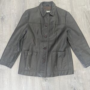 Women's Brownish Black Leather Jacket